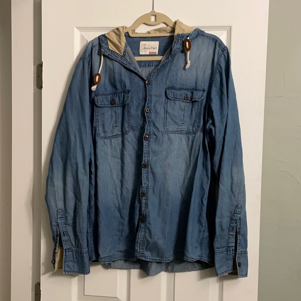 Blue chambray hoodie